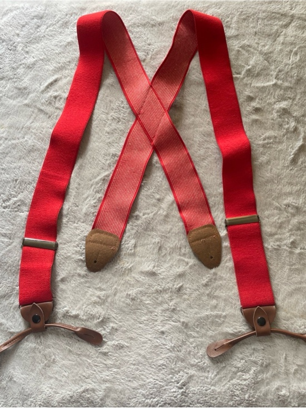 Classic Red Button-Loop Suspenders